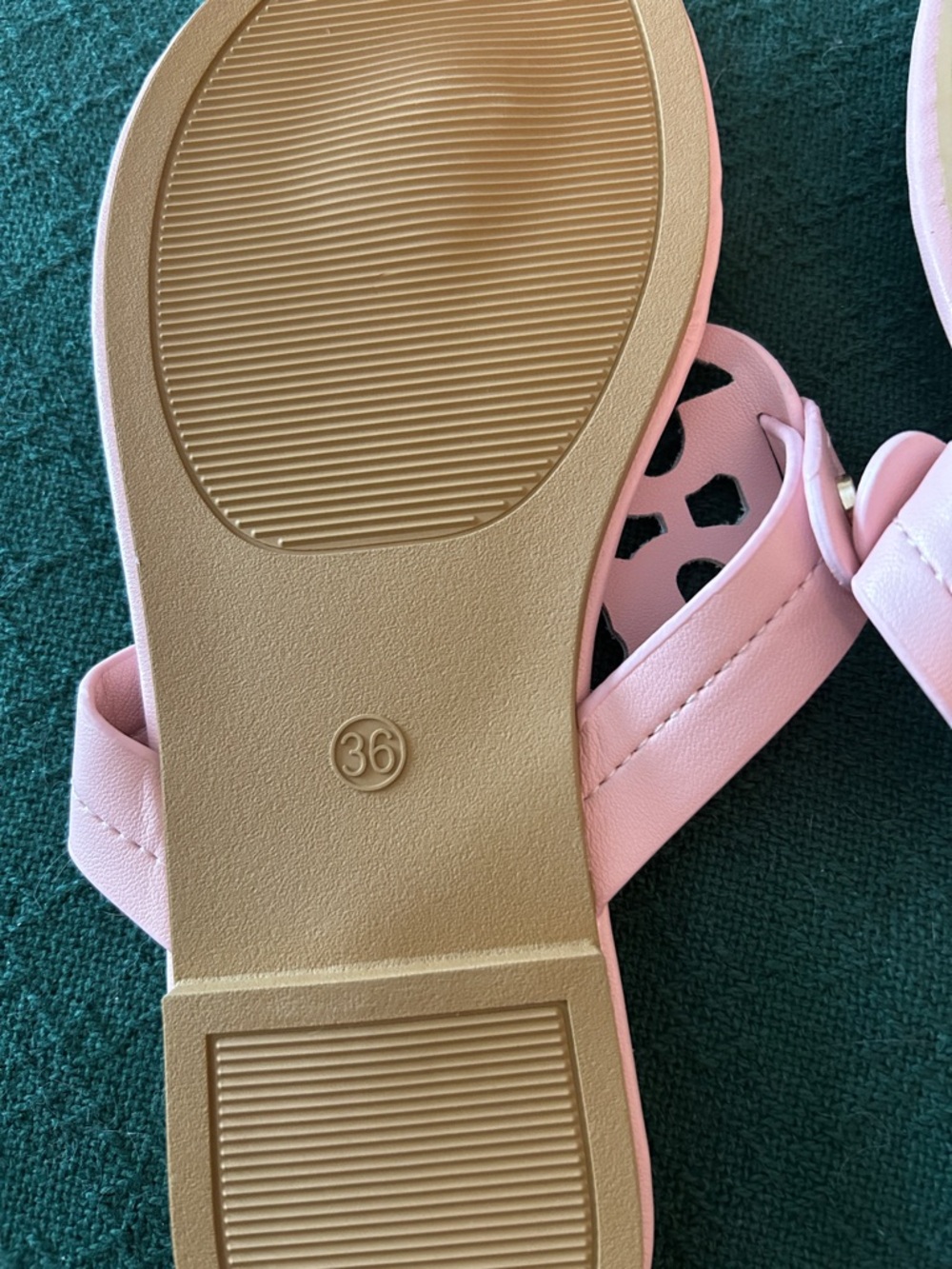 Women's Pink Leather Thong Sandals with Decorative Medallion - Picture 4 of 4